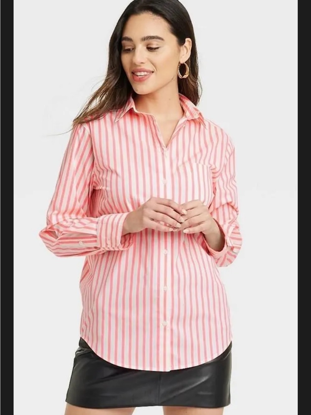 Striped Pink Button-Up Shirt - Women
